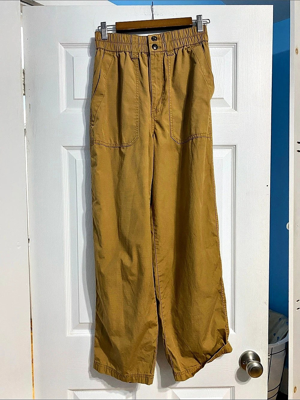 Madewell Cotton Ripstop Pull-On Straight Cargo Pants Brown Small like new